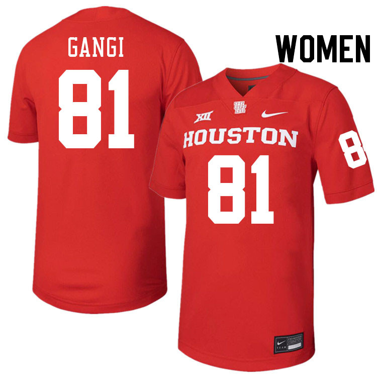 Women #81 Anthony Gangi Houston Cougars College Football Jerseys Stitched-Red